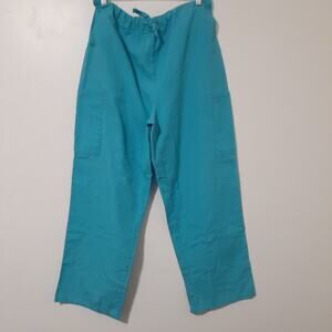 Life Scrub Pants Size Large Drawstring Waist Cargo Pockets Teal